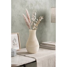 Lumense Mizu Modern Dekoratif Vazo & Çiçeklik Şık Salon Objesi - Kemik Beyaz