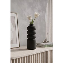 Lumense Ring Modern Dekoratif Vazo & Çiçeklik Şık Salon Objesi - Siyah