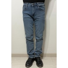 Hacker Fistan Store Erkek Mavi Yüksek Bel Rahat Kesim Boru Paça Jean Pantolon