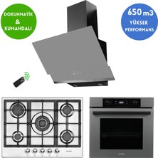 Eminçelik ve Afm Tech Markalı / Velto Antrasit-Gri  Ankastre Set ( 22 380 Inox + FM7710 + FM3409 )