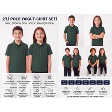 Secret Touch 2'li Paket Çocuk Kız Erkek %100 Pamuk Kısa Kollu Polo Yaka Okul Tişörtü