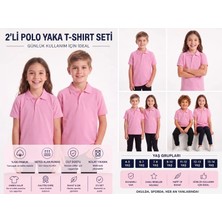 Secret Touch 2'li Paket Çocuk Kız Erkek %100 Pamuk Kısa Kollu Polo Yaka Okul Tişörtü