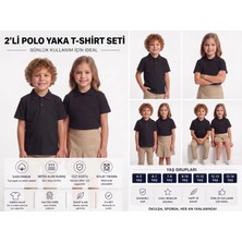 Secret Touch 2'li Paket Çocuk Kız Erkek %100 Pamuk Kısa Kollu Polo Yaka Okul Tişörtü