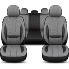 Minderland Axiom Comfort Serisi - Keten / Deri Oto Koltuk Kılıfı, Gri Melanj