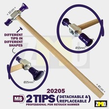 Zmo Technik Pdr Ahşap Saplı Alüminyum Kafalı Çekiç (Değiştirilebilir Kaplamalı 2 Başlıklı)