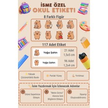 MindPad Studio 117 Adet Kapibara Temalı Isme Özel Okul Etiketi Seti, Capybara Etiket, Yüksek Çözünürlüklü, Parlak Yüzey Defter Kitap Kalem Matara Sticker