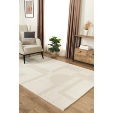 Livset Home Yumuşak Modern Krem Halı Salon Mutfak Antre Yolluk Oturma Odası Çocuk Odası Halısı L329
