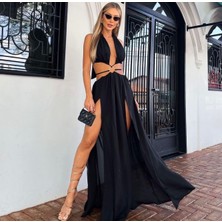 Twomeey Kadın Beachwear Plaj Astarlı Şifon Kumaş Elbise (Renkli)