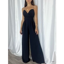 Twomeey Ithal Krep Kumaş Askılı Geniş Paça Tulum Elbise (Renkli)