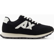 Armani Exchange Erkek Süet ve Deri Detaylı Rahat Tabanlı Siyah-Beyaz Sneaker XM001960 AF19388-MC024