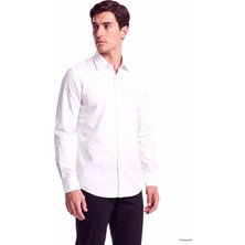 Paul & Shark Erkek Normal Kalıp Pamuklu Logo Işlemeli Uzun Kollu Beyaz Gömlek 16313820-010