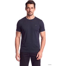 Paul & Shark Erkek Regular Fit Yuvarlak Yakalı Metalik Logo Detaylı Kısa Kollu Lacivert T-Shirt 16311614SM-050