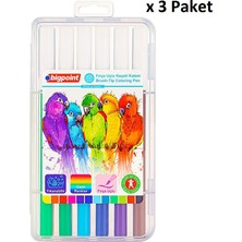 Bigpoint Fırça Uçlu Keçeli Kalem 12'li Set (Plastik Kutulu) x 3 Paket