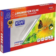 Kraf Laminasyon Filmi Parlak A4 125 Mic 50'li 2124