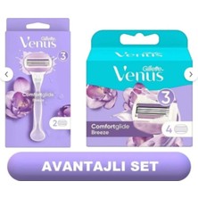 Gillette Venüs Breeze Kadın Tıraş Makinesi + 2 Adet Yedek Başlık + Venus Breeze 4'lü Yedek Kadın Tıraş Bıçağı