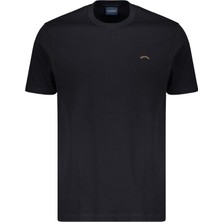 Paul & Shark Erkek Normal Kalıp Yuvarlak Yakalı Logo Etiketli Pamuklu Kısa Kollu Lacivert T-Shirt 16311648-050