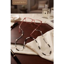 Crystal Atelier Kadın Renkli Kum Boncuk Incili Gözlük Zinciri - Boncuk Gözlük Askısı - Boncuk Gözlük Ipi - Barok Inci Gözlük Zinciri - Choker Inci Gözlük Zinciri - Hediyelik Gözlük Askısı