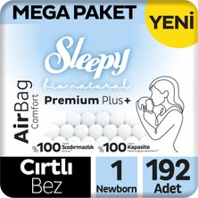 1001 Bio Natural Premium Plus Airbag Comfort Mega Paket Bebek Bezi 1 Numara Newborn 192 Adet
