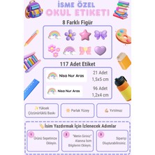 MindPad Studio 117 Adet Kişiye Özel Okul Etiketi, Özel Isim Yazılabilen Etiket Seti, Defter Kalem Scooter Suluk Matara Sticker Seti