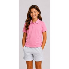 Mavimoure Unisex Pamuklu Düz Dokuma Kısa Kol Polo Yaka Okul T-Shırt