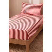Medaillon Home Çizgili Tek Kişilik Çarşaf Takımı | Pamuklu | 100X200 cm Yatak Uyumlu Lastikli Çarşaf, 1 Adet 50X70 cm Yastık Kılıfı | Şık ve Zarif