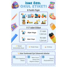 MindPad Studio 117 Adet Isme Özel Okul Etiketi, Yüksek Çözünürlüklü, Parlak Yüzey Defter Kalem Scooter Suluk Matara Kitap Temalı Sticker Seti, Kişiye Özel Isim Yazılabilen Etiket Serisi