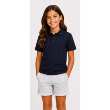 Mavimoure Unisex Pamuklu Düz Dokuma Kısa Kol Polo Yaka Okul T-Shırt