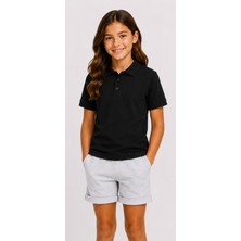 Mavimoure Unisex Pamuklu Düz Dokuma Kısa Kol Polo Yaka Okul T-Shırt