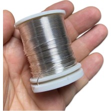 Bakır Çiçek Teli 0,30 mm - Takı Teli - Hobi Teli - 1 Makara - (Ort 50 Metre) 030TEL Gümüş