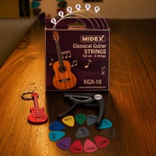 Midex KGX-10C Klasik Gitar Teli Takımı Siyah Kapo ve Pena Seti Türkiye Menşeli