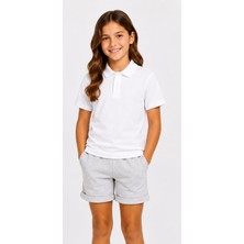 Mavimoure Unisex Pamuklu Düz Dokuma Kısa Kol Polo Yaka Okul T-Shırt