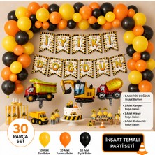 Çavuş E-Ticaret Inşaat Temalı Iş Makinesi Konseptli Doğum Günü Parti Seti,mikser,kamyon,ekskavatör Mini Folyo Balon Seti,inşaat Temalı Balon Zinciri Seti