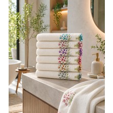 Bella Home Yoncagül 50X90 cm Bukle Dokulu Küpeli Nakışlı El Havlusu | 6 Adet | %100 Pamuk | Yumuşak ve Emici | Şık Tasarım