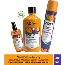 Agiva Care & Beauty Caffeine Ginseng Dökülmeye Meyimli ve Cansız Saçlar Için Şampuan + Kuru Şampuan + Bakım Serumu - 3'lü Saç Bakım Seti