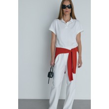 Suud Collection Ekru Josie Oversize Polo Yaka Tişört