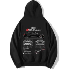 Brz Collection Unisex Oversize Rs6 Audi Rs6 Hoodie Siyah