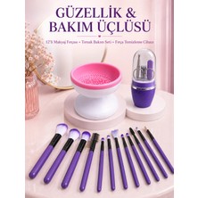 Kadın Güzellik Seti 12 Parça Makyaj Fırçası Fırça Yıkama Temizleme Cihazı Manikür Pedikür Tırnak Bakım Seti
