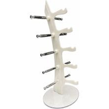 Stand Market 5\'li Yelken Model Sedef Beyaz Gözlük Standı – Akrilik 5 Bölmeli Organizer