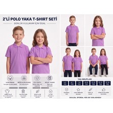 Secret Touch 2'li Paket Çocuk Kız Erkek %100 Pamuk Kısa Kollu Polo Yaka Okul Tişörtü