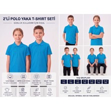 Secret Touch 2'li Paket Çocuk Kız Erkek %100 Pamuk Kısa Kollu Polo Yaka Okul Tişörtü