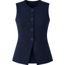 Laluvia Lacivert Bisiklet Yaka Yelek - 4465