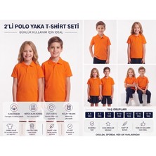 Secret Touch 2'li Paket Çocuk Kız Erkek %100 Pamuk Kısa Kollu Polo Yaka Okul Tişörtü