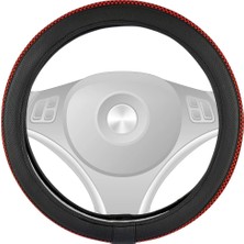 Nyf F-329 Geçmeli Direksiyon Kılıfı Kare Kırmızı-Siyah Şerit 38 cm