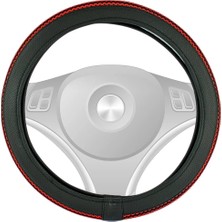Nyf F-326 Geçmeli Direksiyon Kılıfı Çizgili Kırmızı-Siyah Şerit 38 cm