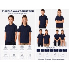 Secret Touch 2'li Paket Çocuk Kız Erkek %100 Pamuk Kısa Kollu Polo Yaka Okul Tişörtü