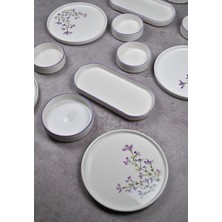 14 Parça 6 Kişilik El Yapımı Kahvaltı Takımı Seramik Sunum Seti-Lavender