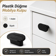 Nzb (1 Adet) Plastik Geniş T Oval Mobilya Kulpu Siyah 5 cm 32 mm Çekmece Dolap Gardırop Kulpu