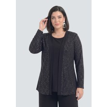 Lilas Xxl Büyük Beden Gümüş Renkli Ikili Takım Abiye Bluz