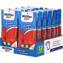 Masterforce Bulaşık Eldiveni Kırmızı Large (L)  No:9 12 Adet