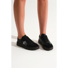 Tonny Black Kadın Siyah Rahat Kalıp Yarım Yıldız Desenli Sneaker